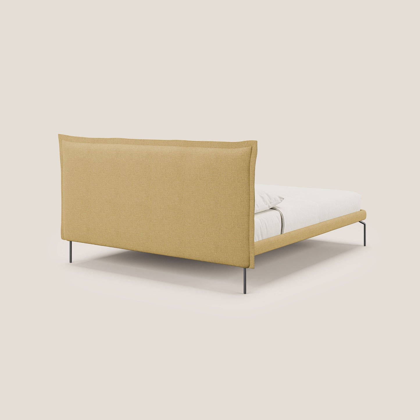 Eric letto imbottito design minimal in morbido tessuto impermeabile T14 giallo 
