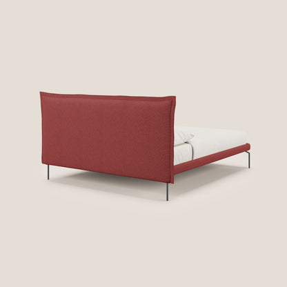 Eric letto imbottito design minimal per materasso 160x200 cm in morbido tessuto impermeabile T14 rosso 