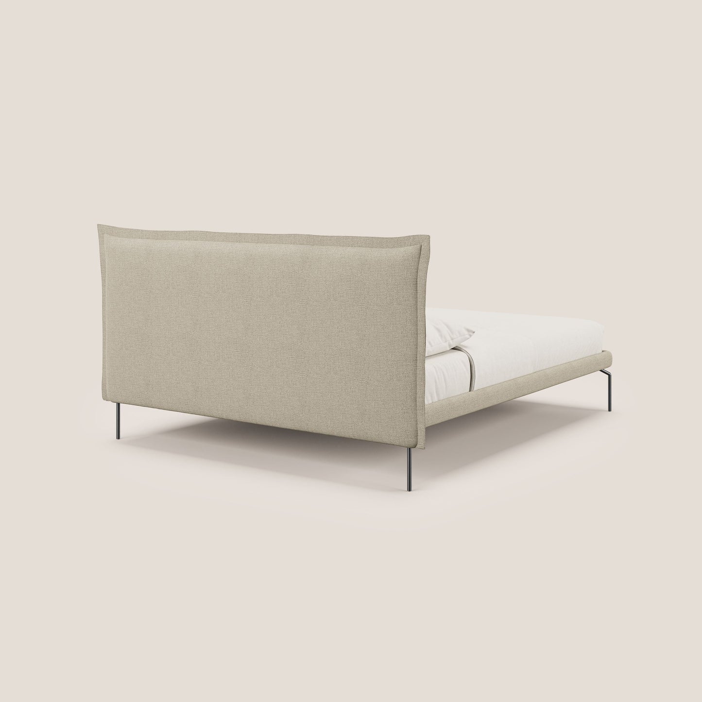 Eric letto imbottito design minimal in morbido tessuto impermeabile T14 beige 