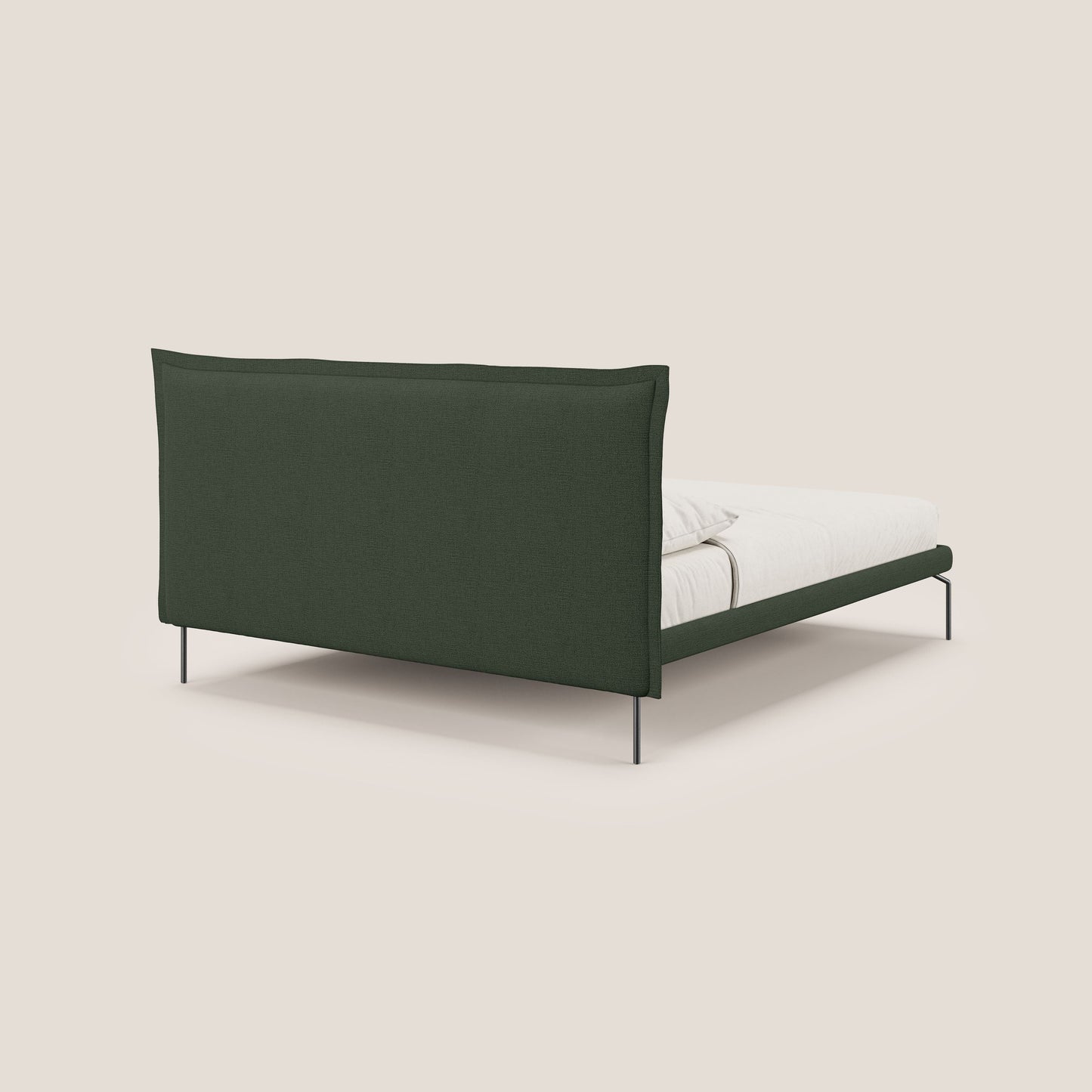 Eric letto imbottito design minimal in morbido tessuto impermeabile T14 verde 
