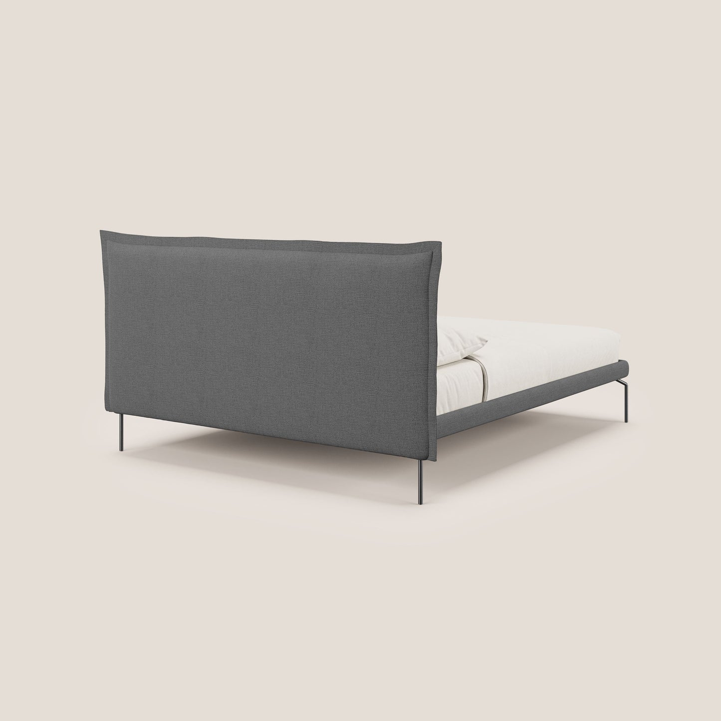 Eric letto imbottito design minimal in morbido tessuto impermeabile T14 grigio 