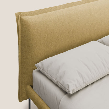 Eric letto imbottito design minimal in morbido tessuto impermeabile T14 giallo 