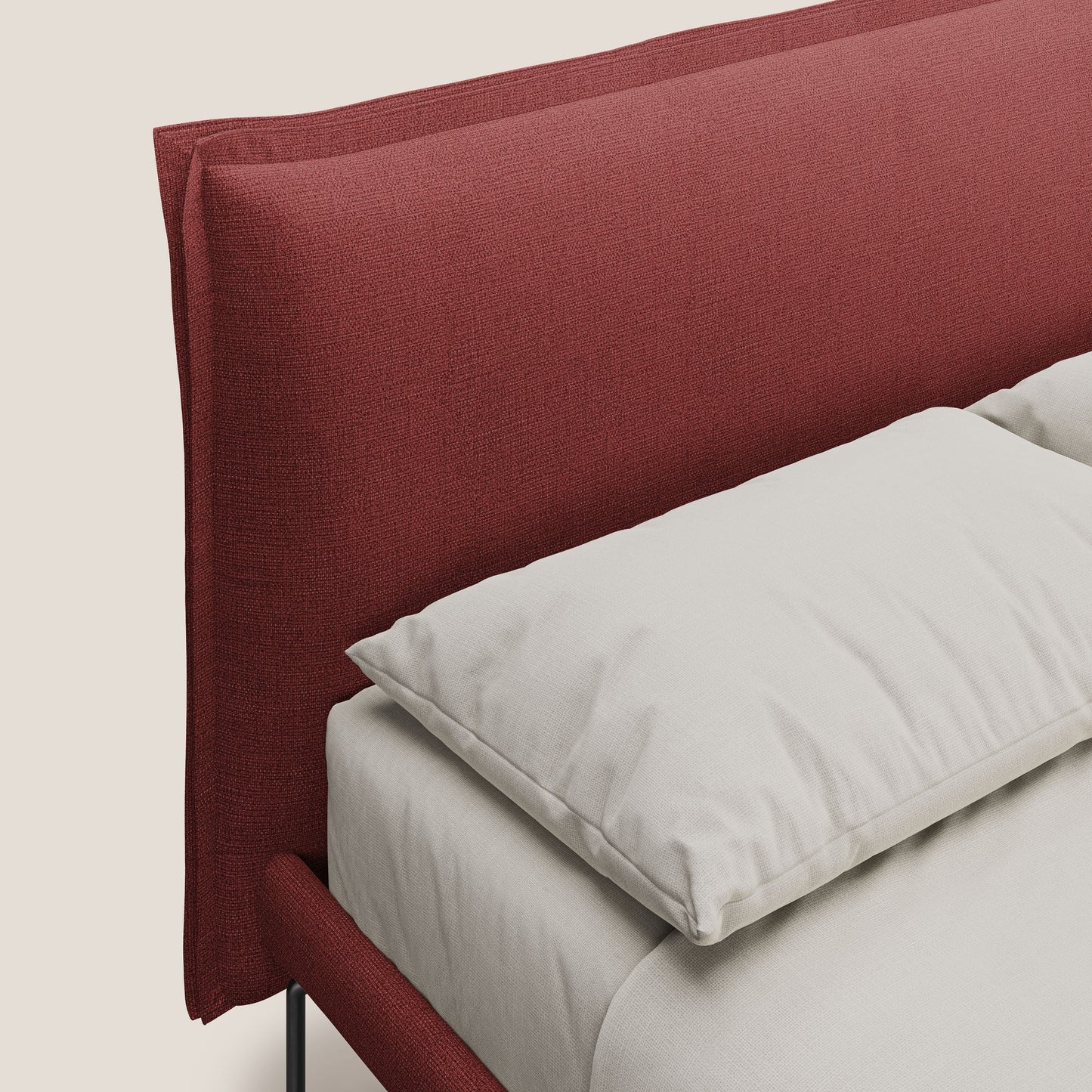 Eric letto imbottito design minimal in morbido tessuto impermeabile T14 rosso 