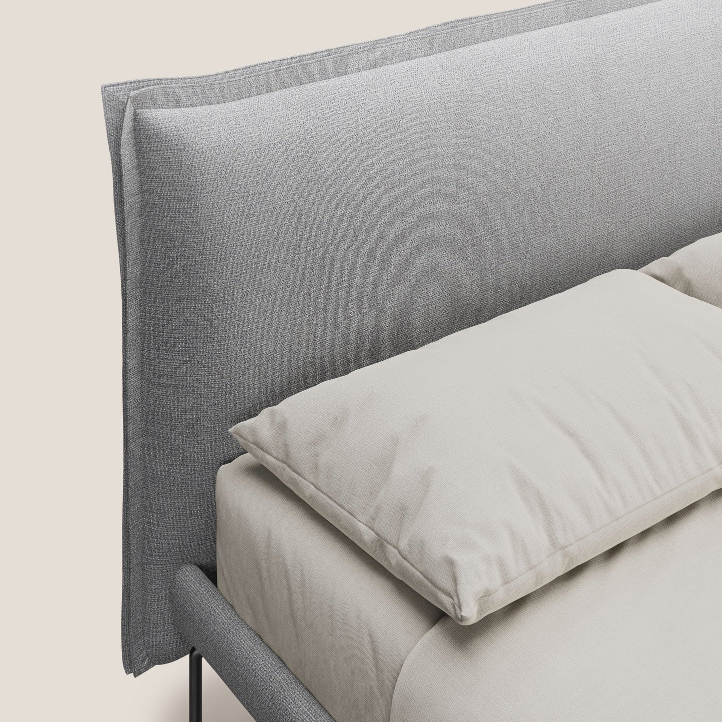 Eric letto imbottito design minimal in morbido tessuto impermeabile T14 grigio chiaro 