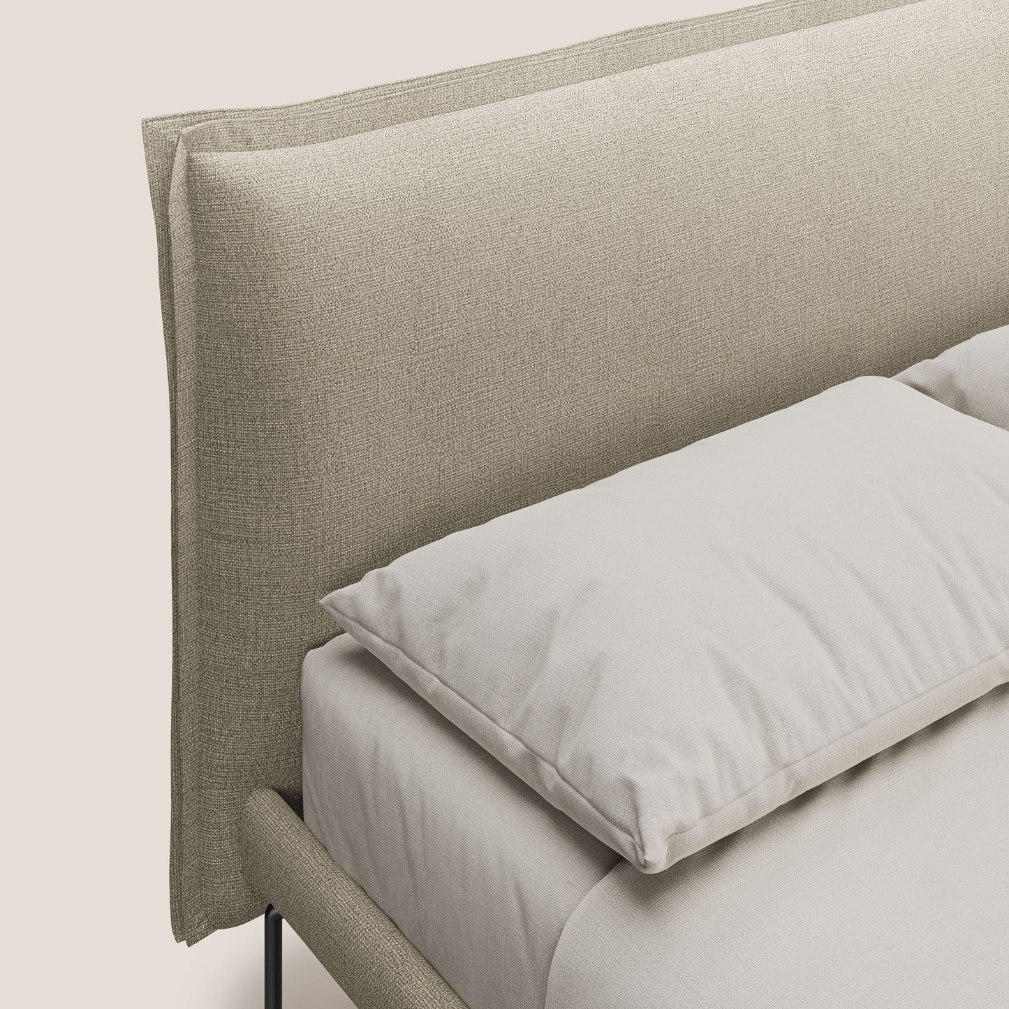 Eric letto imbottito design minimal in morbido tessuto impermeabile T14 beige 