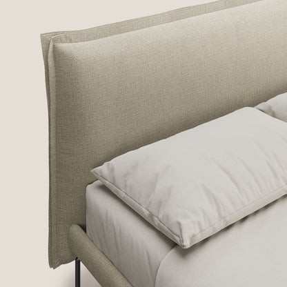 Eric letto imbottito design minimal in morbido tessuto impermeabile T14 beige 