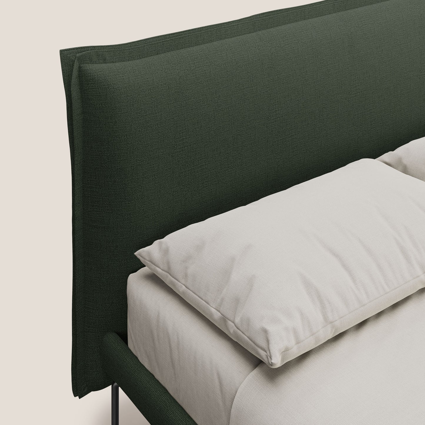 Eric letto imbottito design minimal in morbido tessuto impermeabile T14 verde 