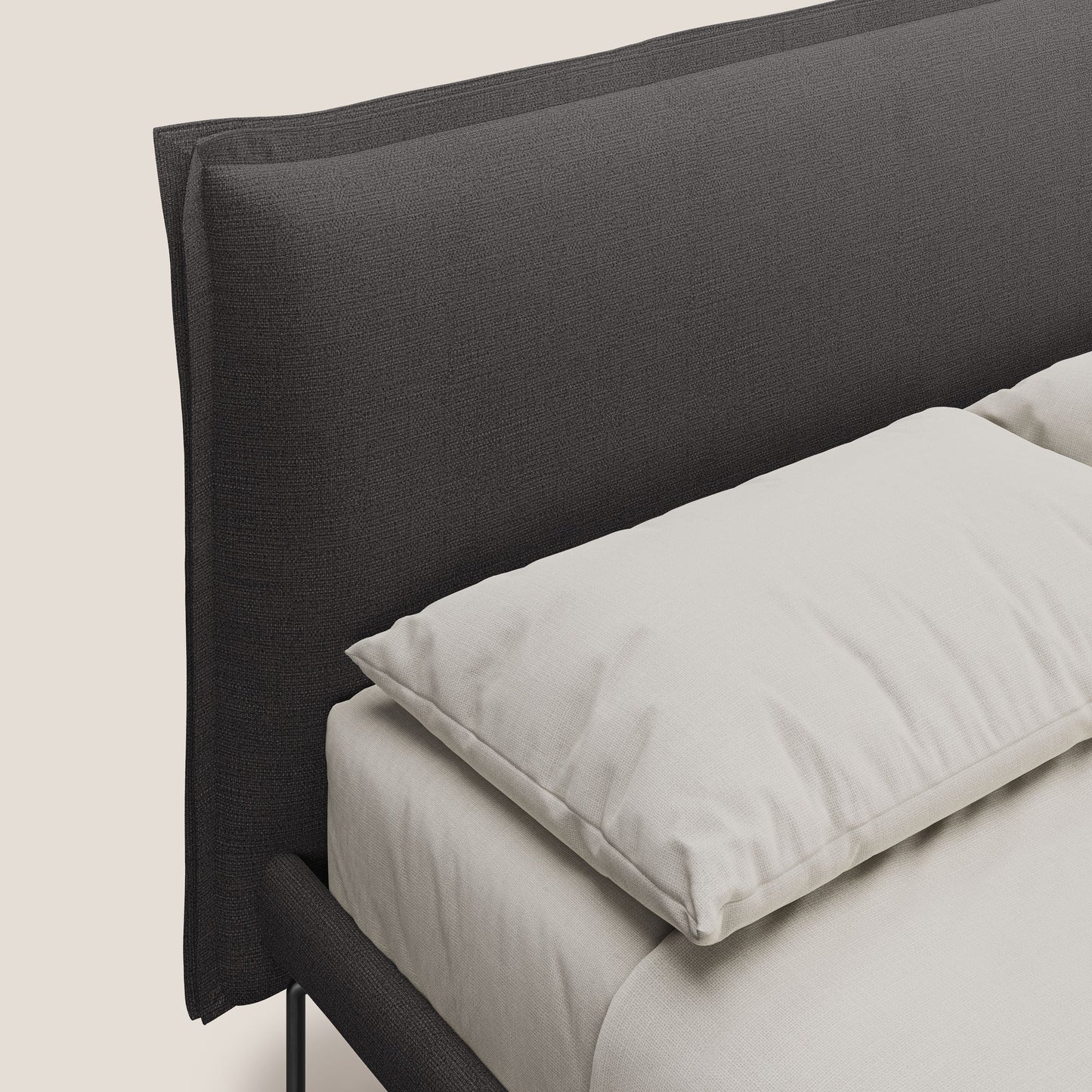 Eric letto imbottito design minimal in morbido tessuto impermeabile T14 antracite 