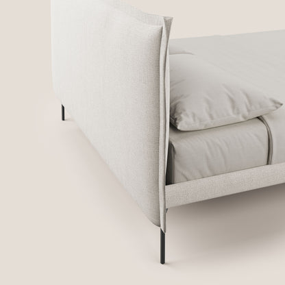 Eric letto imbottito design minimal in morbido tessuto impermeabile T14 panna 