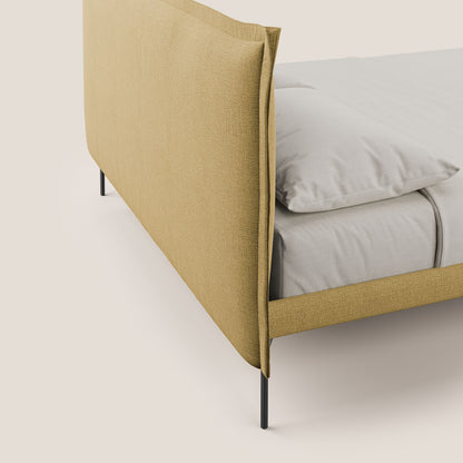 Eric letto imbottito design minimal in morbido tessuto impermeabile T14 giallo 