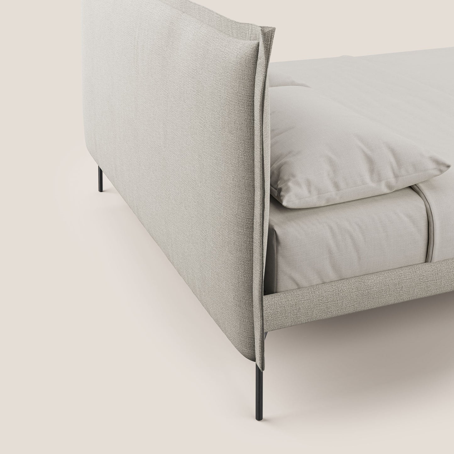 Eric letto minimal per materasso 140X200 in morbido tessuto impermeabile T14 tortora 