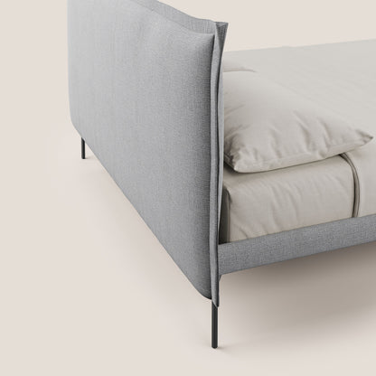Eric letto imbottito design minimal in morbido tessuto impermeabile T14 grigio chiaro 