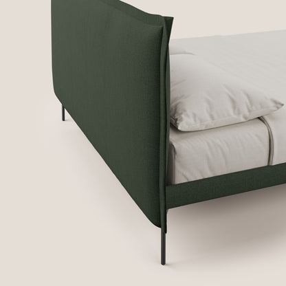 Eric letto imbottito design minimal in morbido tessuto impermeabile T14 verde 