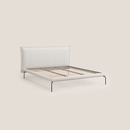 Eric letto imbottito design minimal in morbido tessuto impermeabile T14 panna 