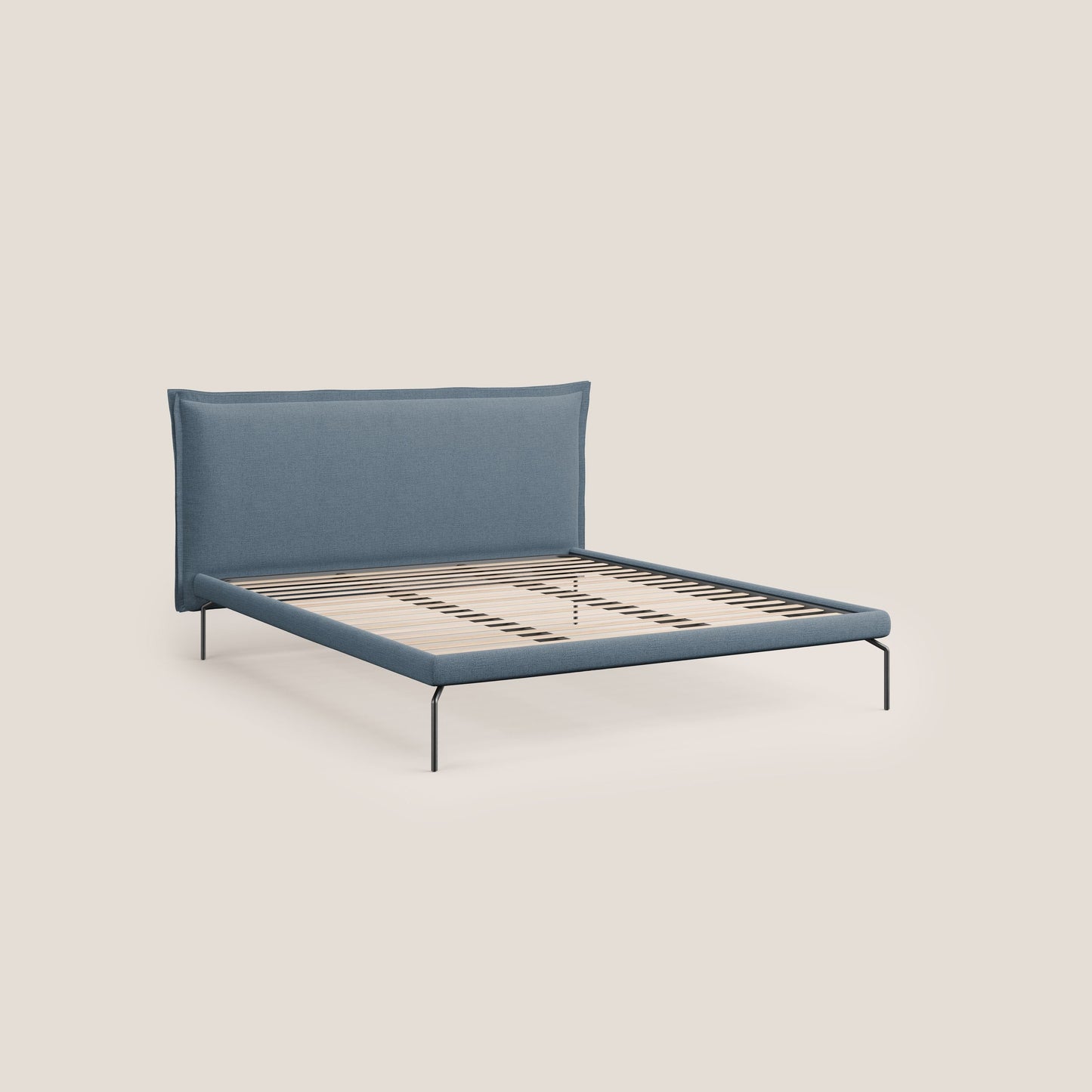 Eric letto imbottito design minimal in morbido tessuto impermeabile T14 carta da zucchero 