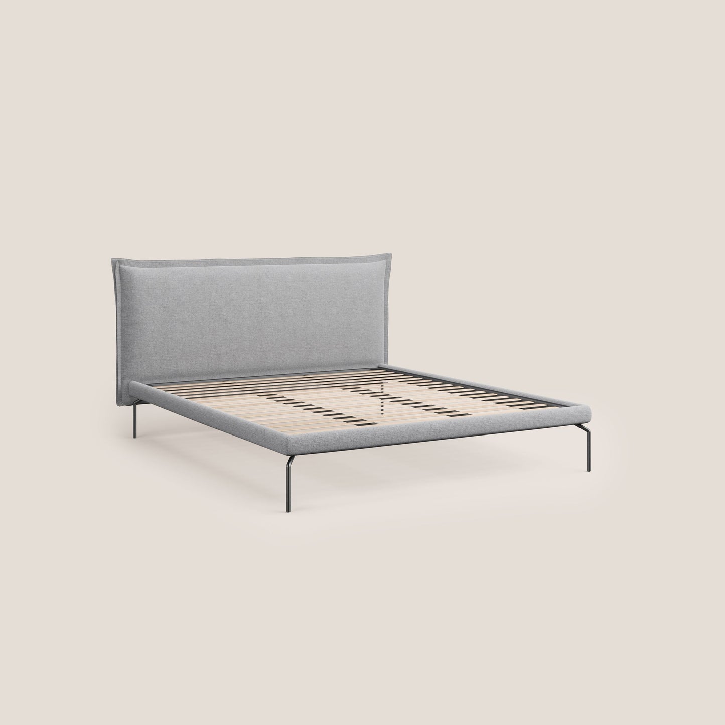 Eric letto imbottito design minimal in morbido tessuto impermeabile T14 grigio chiaro 