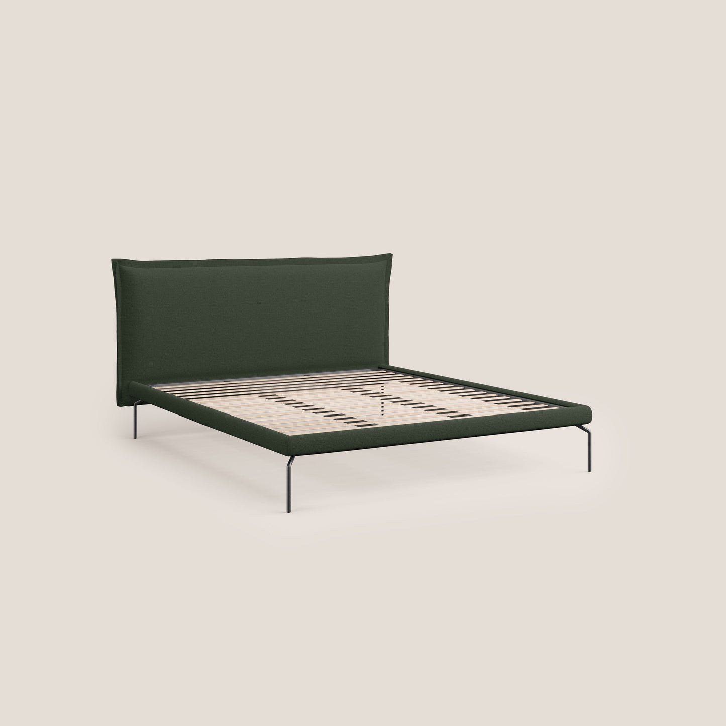 Eric letto imbottito design minimal in morbido tessuto impermeabile T14 verde 