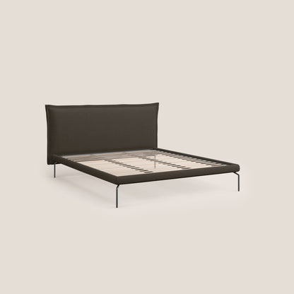 Eric letto imbottito design minimal in morbido tessuto impermeabile T14 marrone