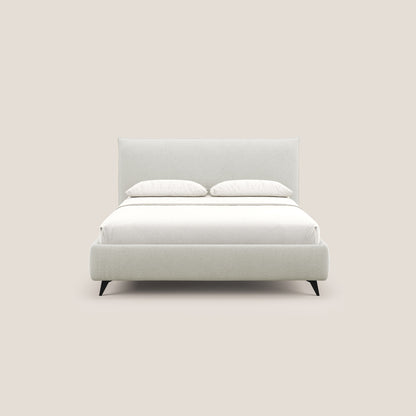EROS letto imbottito in piuma con vano contenitore in pregiato e fresco bouclet smacchiabile T16 panna 