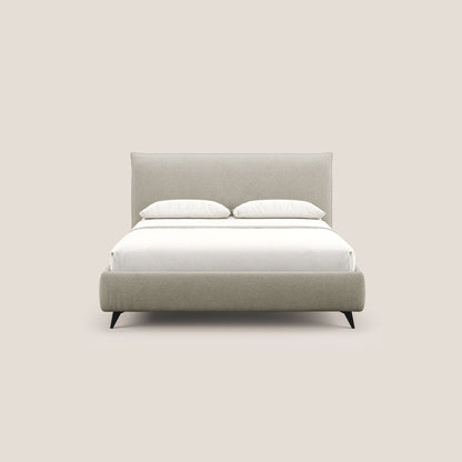 EROS letto imbottito in piuma con vano contenitore in pregiato e fresco bouclet smacchiabile T16 beige 
