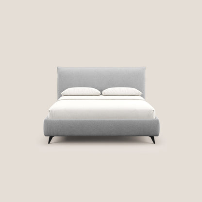EROS letto imbottito in piuma con vano contenitore in pregiato e fresco bouclet smacchiabile T16 grigio 