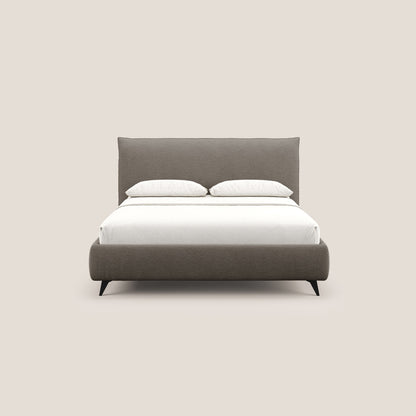 EROS letto imbottito in piuma con vano contenitore in pregiato e fresco bouclet smacchiabile T16 marrone 