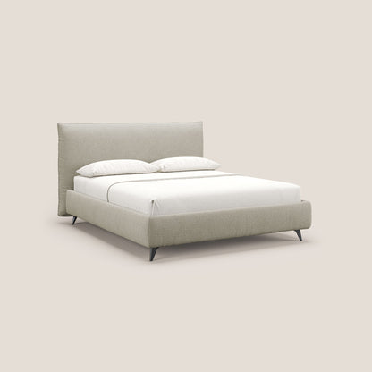 EROS letto imbottito in piuma con vano contenitore in pregiato e fresco bouclet smacchiabile T16 beige 
