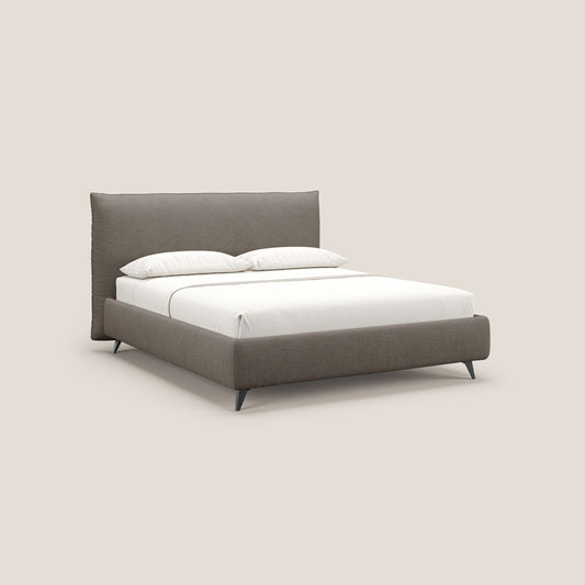 EROS letto imbottito in piuma con vano contenitore in pregiato e fresco bouclet smacchiabile T16 marrone 