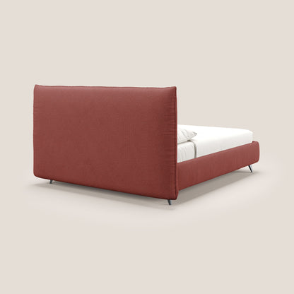 EROS letto imbottito in piuma con vano contenitore in pregiato e fresco bouclet smacchiabile T16 rosso 
