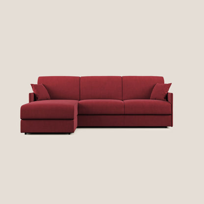 Evans Divano letto angolare con penisola in morbido tessuto impermeabile T02 rosso