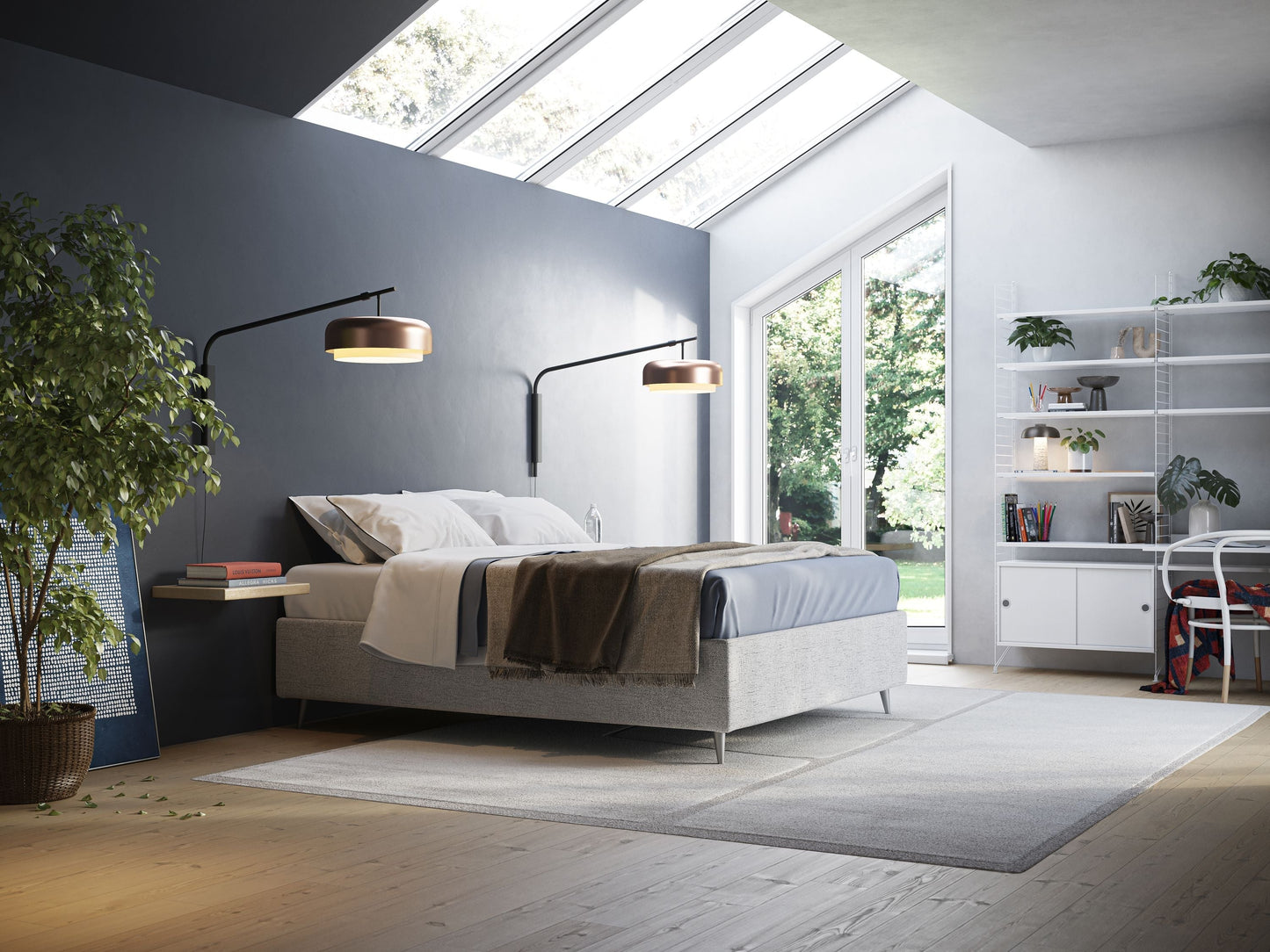 Febe sommier compatto con grande capienza del contenitore in tessuto impermeabile T03 grigio chiaro 