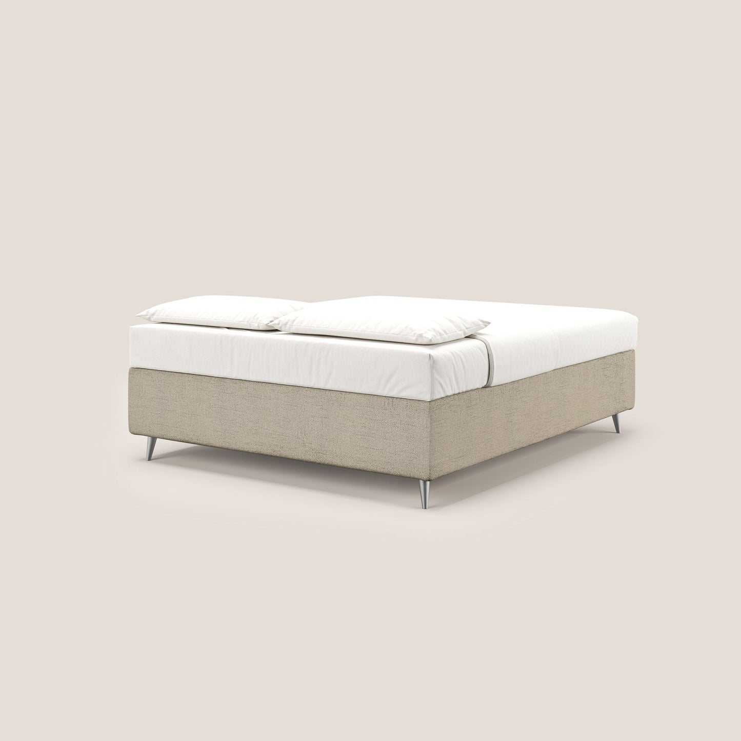 Febe sommier compatto per materasso 160x190 cm - grande capienza del contenitore in tessuto impermeabile T03 beige 
