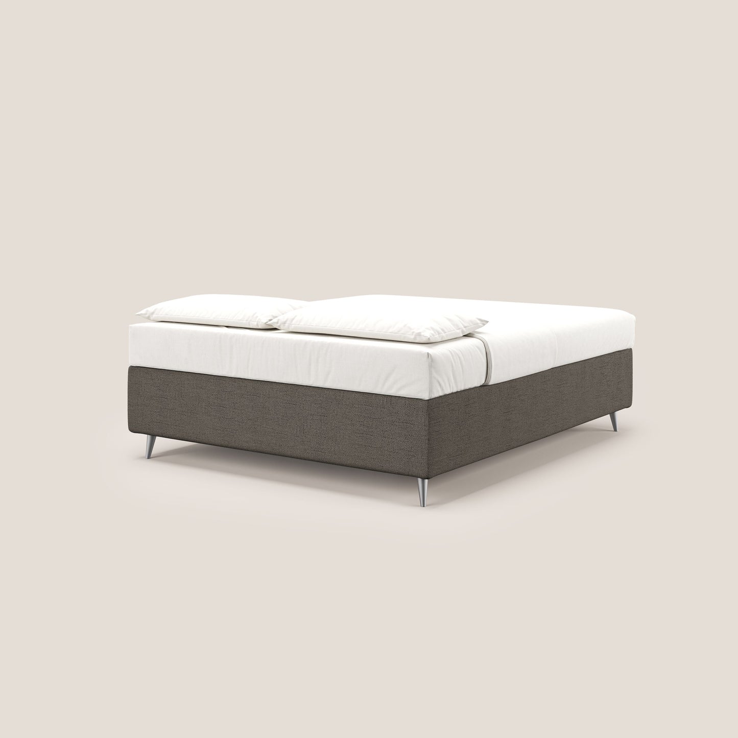 Febe sommier compatto con grande capienza del contenitore per materasso 160x190 cm in tessuto impermeabile T03 talpa 