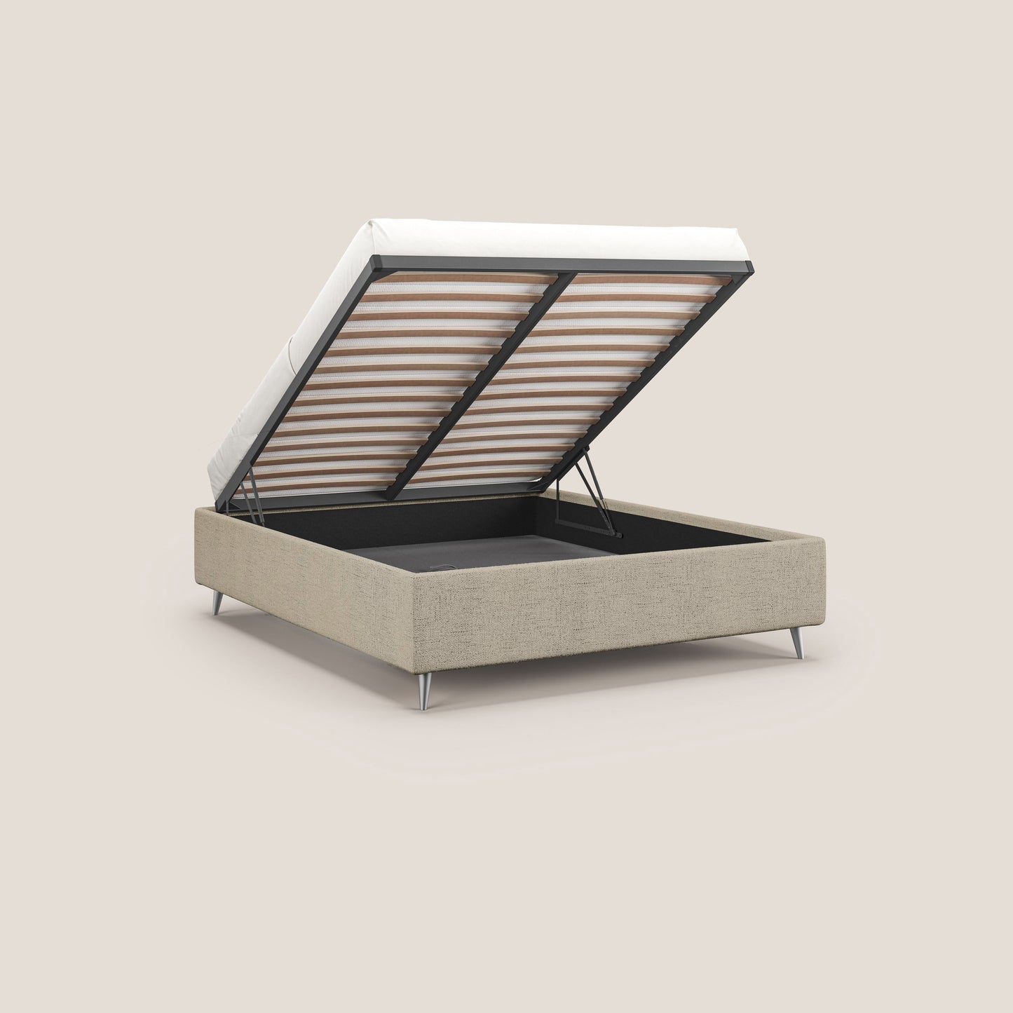 Febe sommier compatto con grande capienza del contenitore in tessuto impermeabile T03 beige 