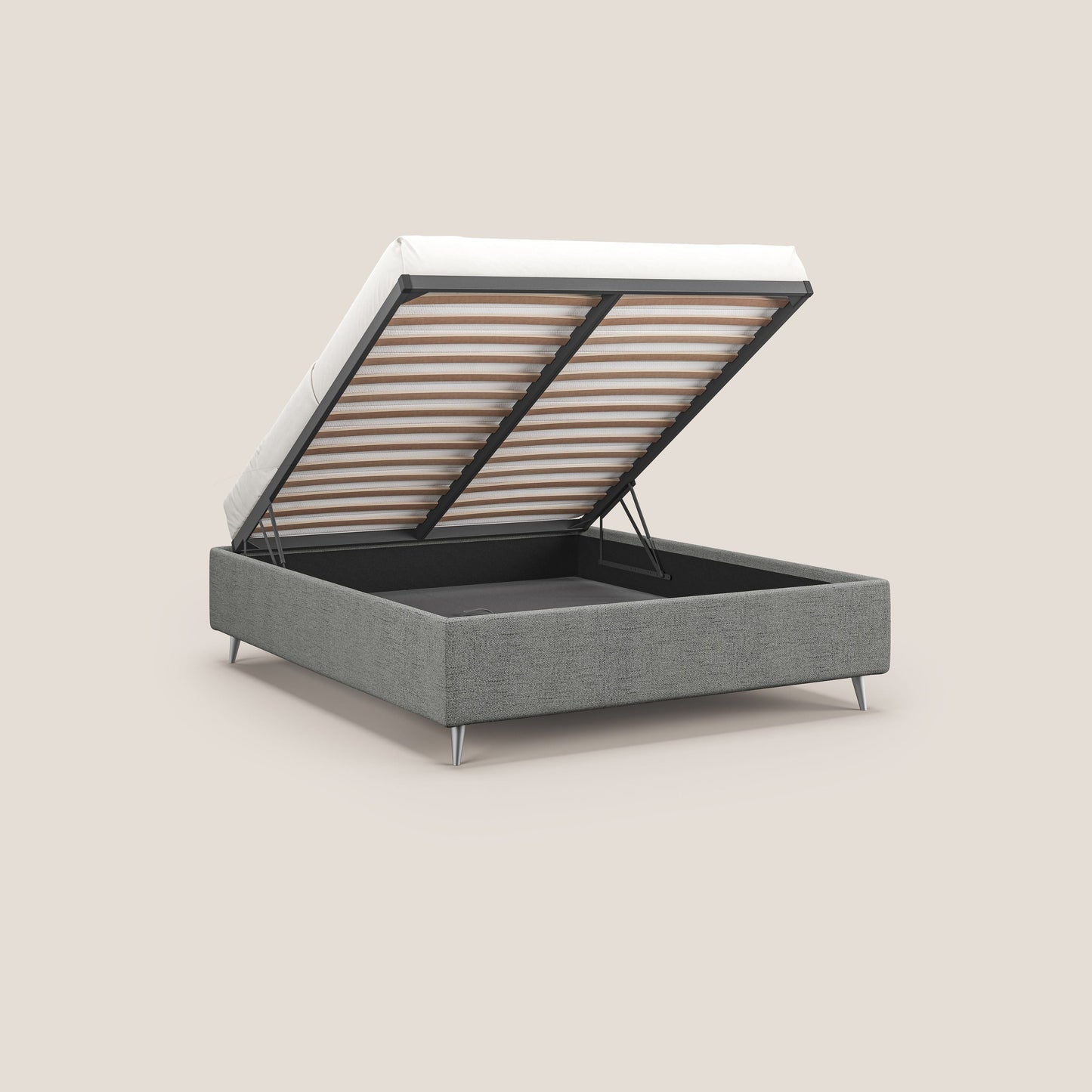 Febe sommier compatto con grande capienza del contenitore in tessuto impermeabile T03 grigio chiaro 