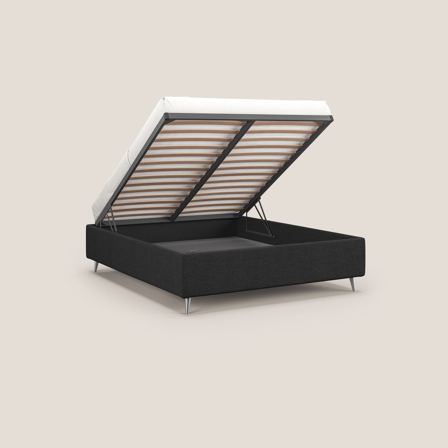 Febe sommier compatto con grande capienza del contenitore in tessuto impermeabile T03 antracite 