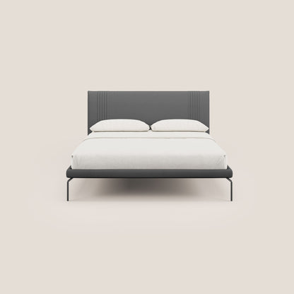 Finn letto imbottito con piedi alti in metallo in tessuto smacchiabile T05 antracite 