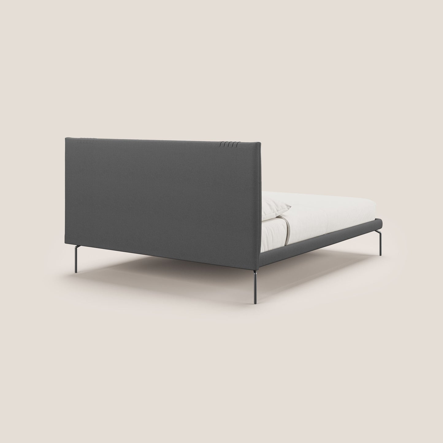 Finn letto imbottito con piedi alti in metallo in tessuto smacchiabile T05 antracite 