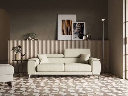 Fusion divano con sedute allungabili in tessuto smacchiabile T05 panna