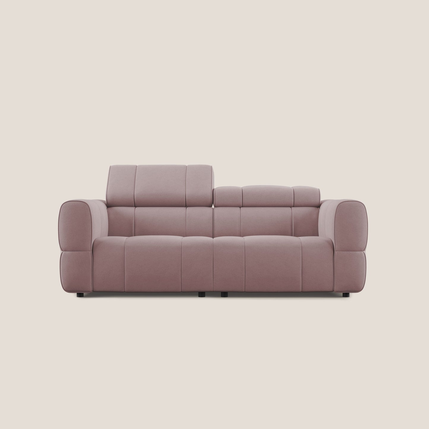 Giotto Divano modulare con opzione relax elettrico in microfibra effetto velluto impermeabile T09 rosa