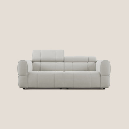 Giotto Divano modulare con opzione relax elettrico in microfibra effetto velluto impermeabile T09 panna