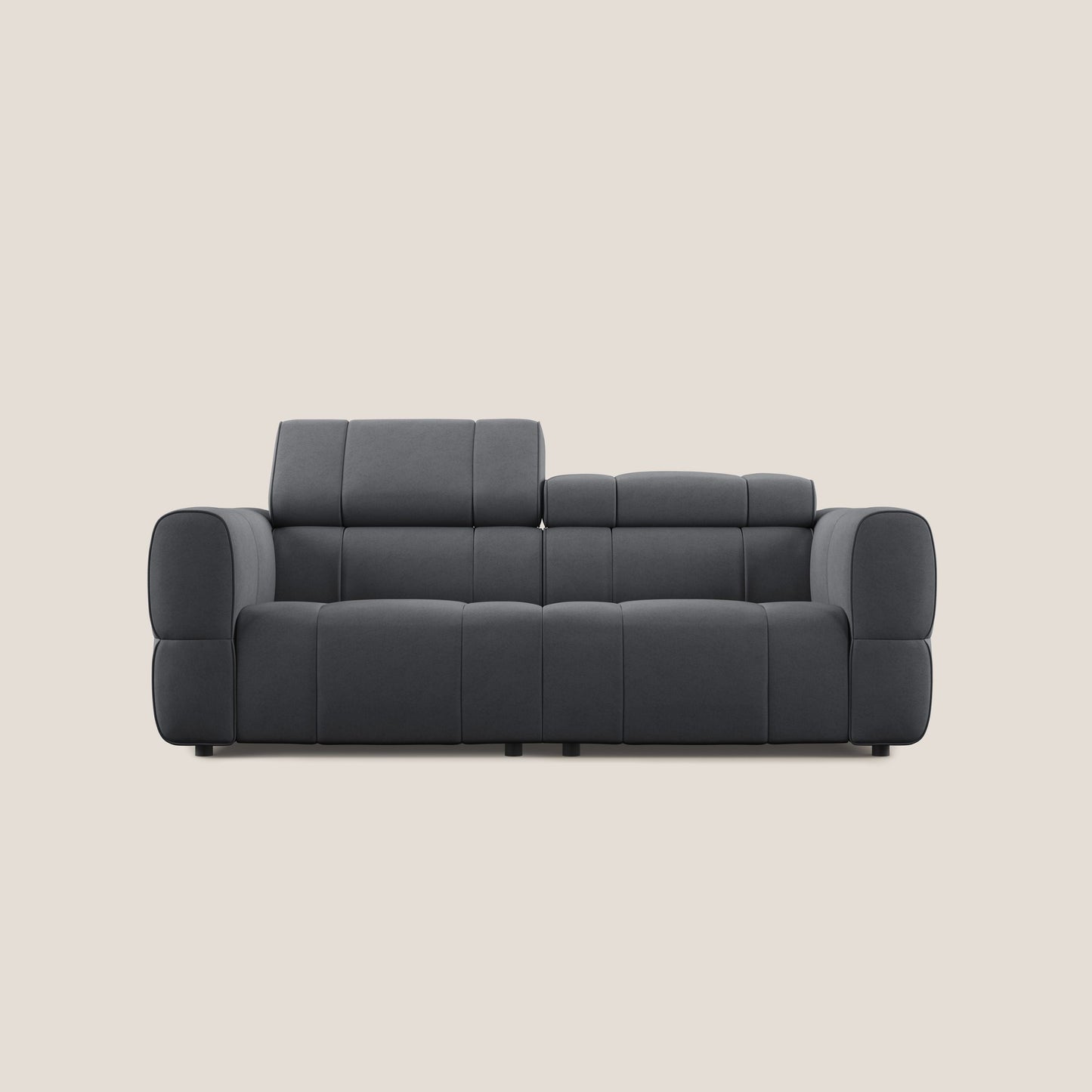 Giotto Divano modulare con opzione relax elettrico in microfibra effetto velluto impermeabile T09 grigio