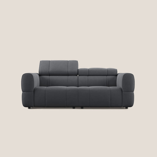 Giotto Divano modulare con opzione relax elettrico in microfibra effetto velluto impermeabile T09 grigio