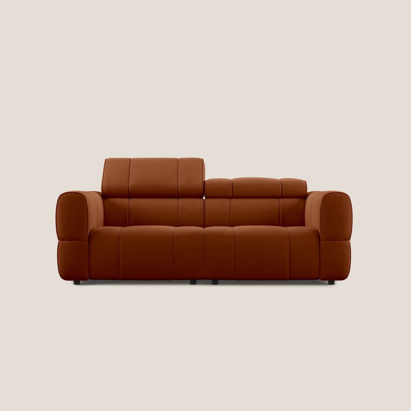 Giotto Divano modulare con opzione relax elettrico in microfibra effetto velluto impermeabile T09 ruggine