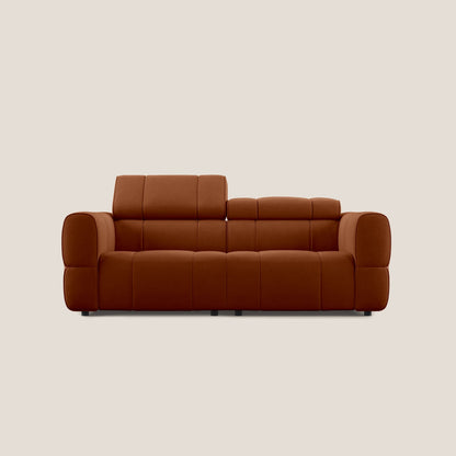 Giotto Divano modulare con opzione relax elettrico in microfibra effetto velluto impermeabile T09 ruggine