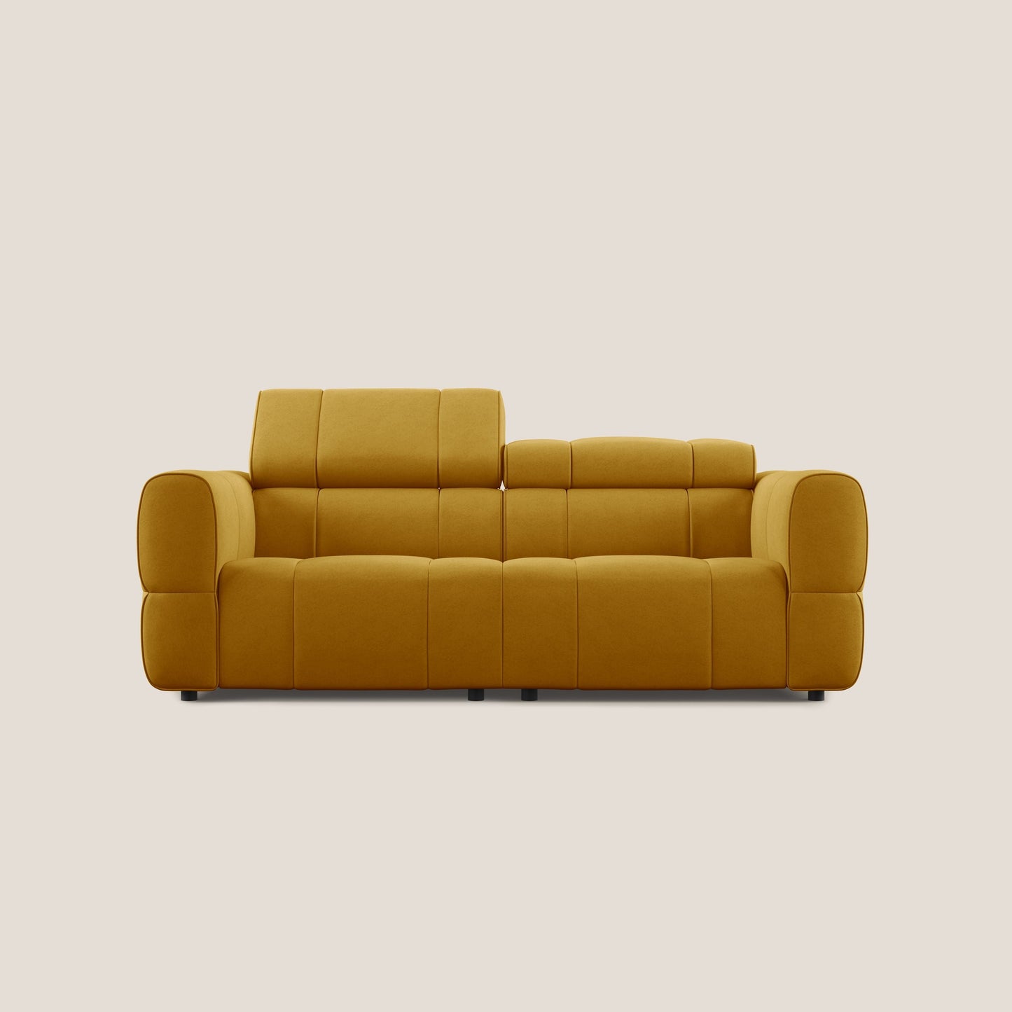 Giotto Divano modulare con opzione relax elettrico in microfibra effetto velluto impermeabile T09 giallo