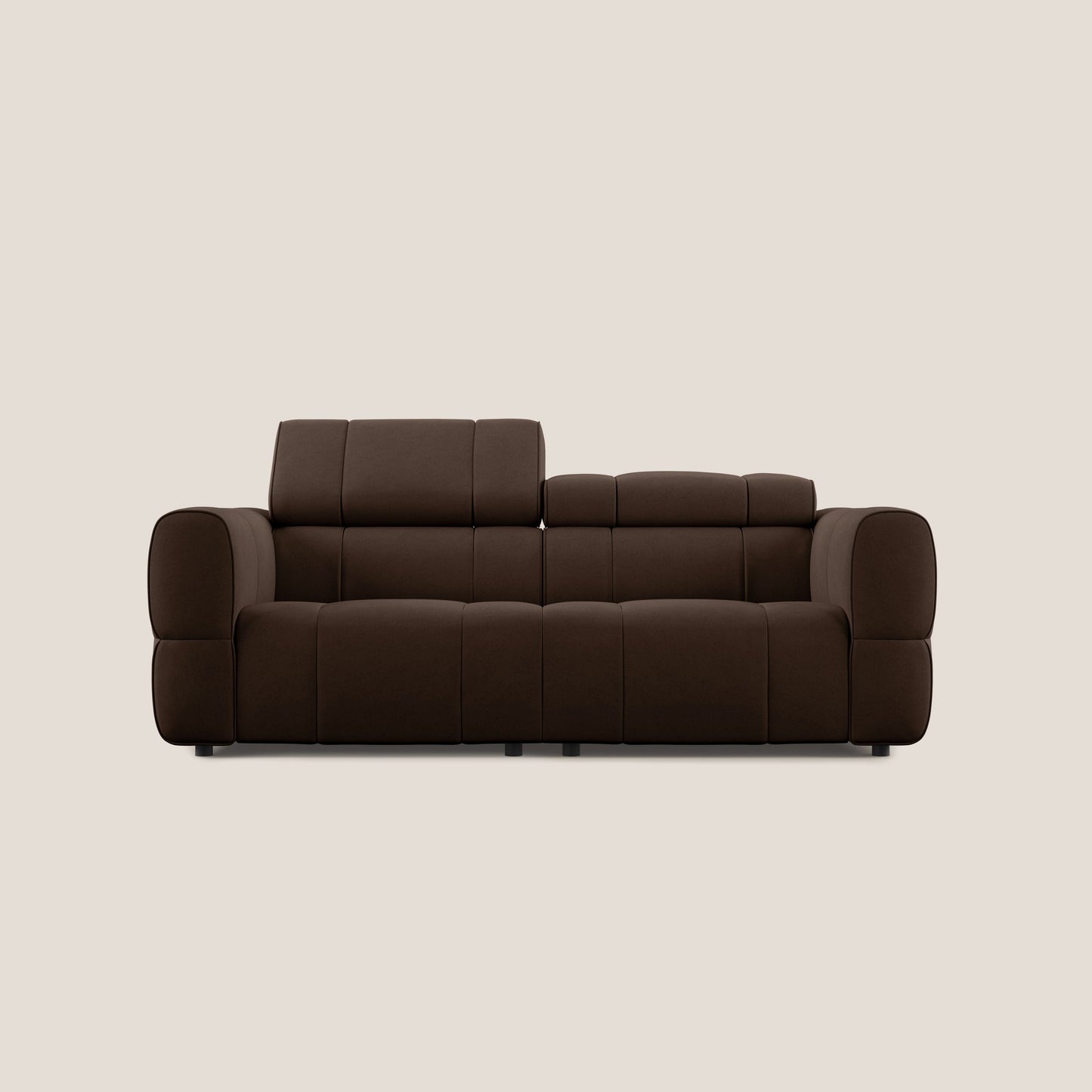 Giotto Divano modulare con opzione relax elettrico in microfibra effetto velluto impermeabile T09 marrone