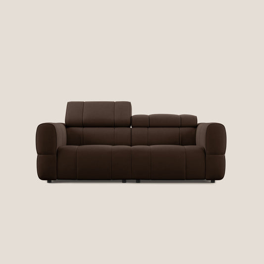 Giotto Divano modulare con opzione relax elettrico in microfibra effetto velluto impermeabile T09 marrone