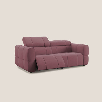 Giotto Divano modulare con opzione relax elettrico in microfibra effetto velluto impermeabile T09 salmone
