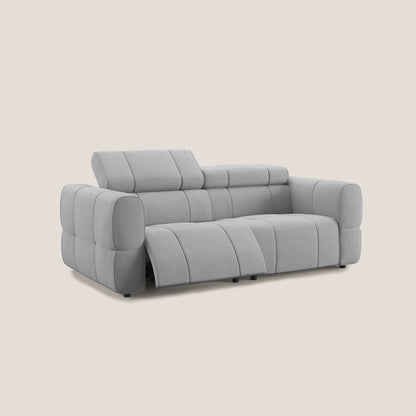 Giotto Divano modulare con opzione relax elettrico in microfibra effetto velluto impermeabile T09 grigio chiaro